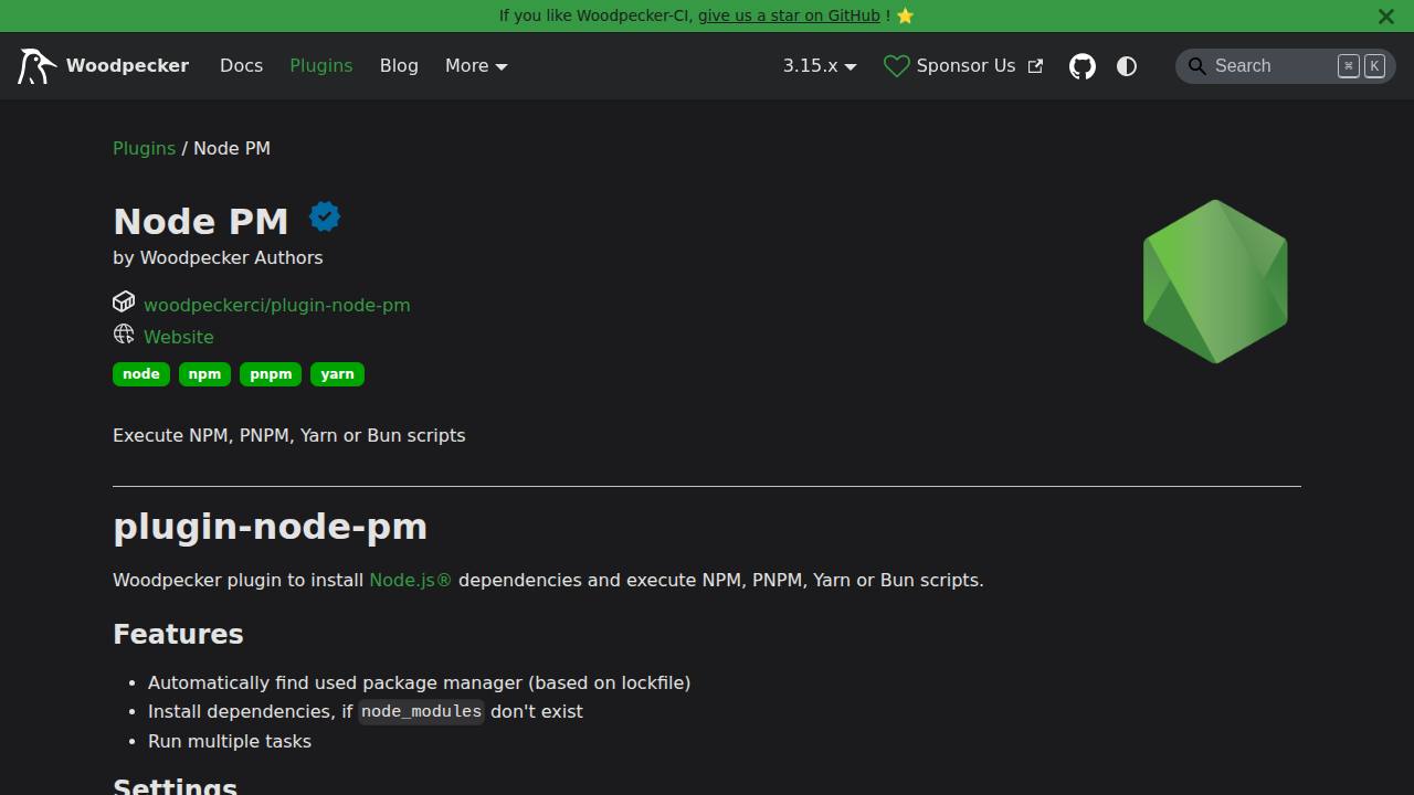Preview of woodpecker-plugins/node-pm