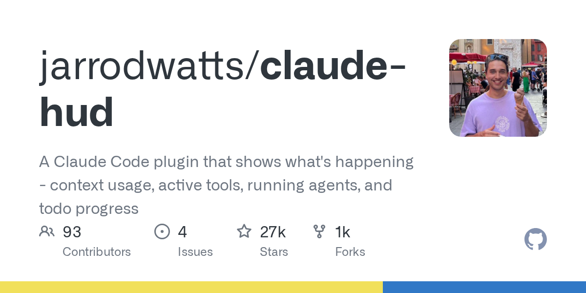 Preview of jarrodwatts/claude-hud