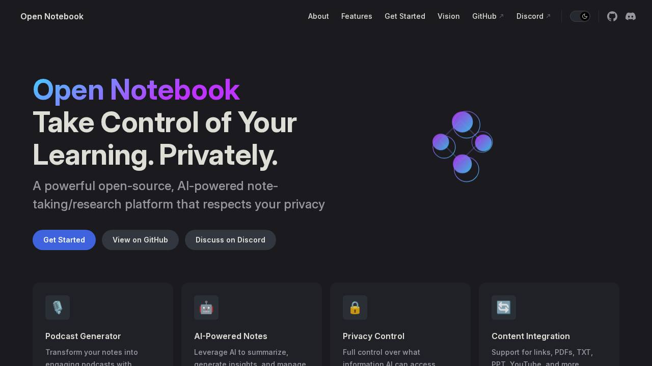 Preview of lfnovo/open-notebook