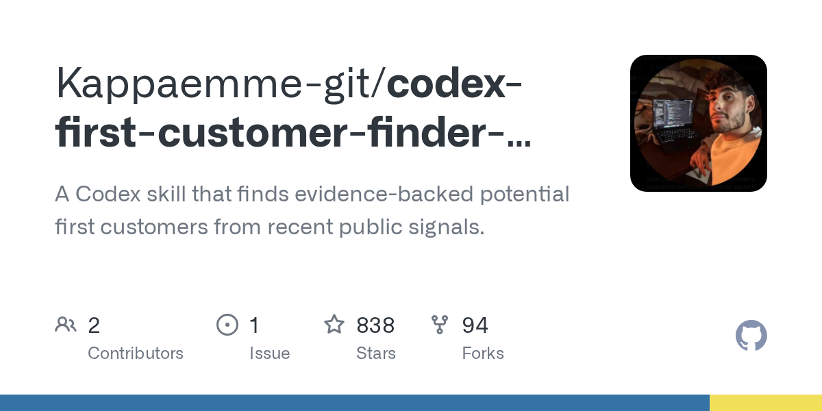 Preview of Kappaemme-git/codex-first-customer-finder-skill