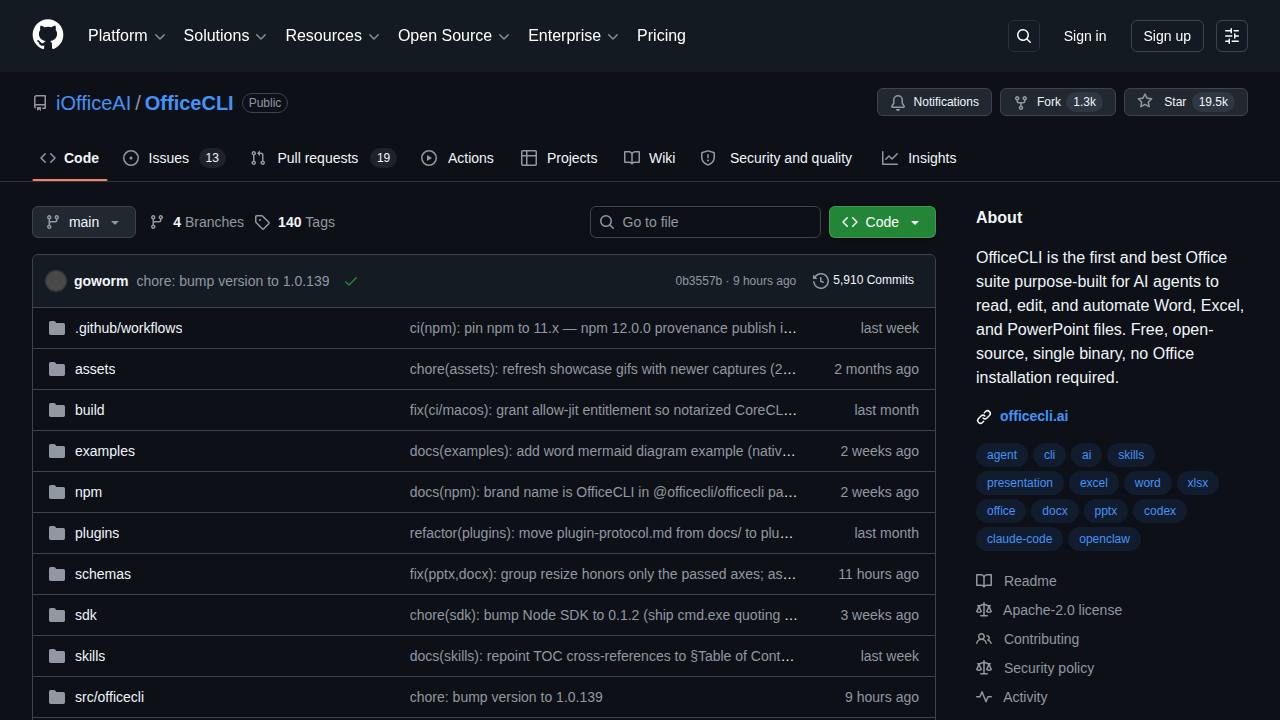 Preview of iOfficeAI/OfficeCLI
