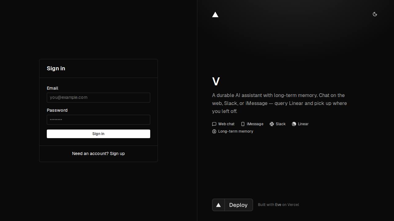 Preview of vercel-labs/personal-agent-template