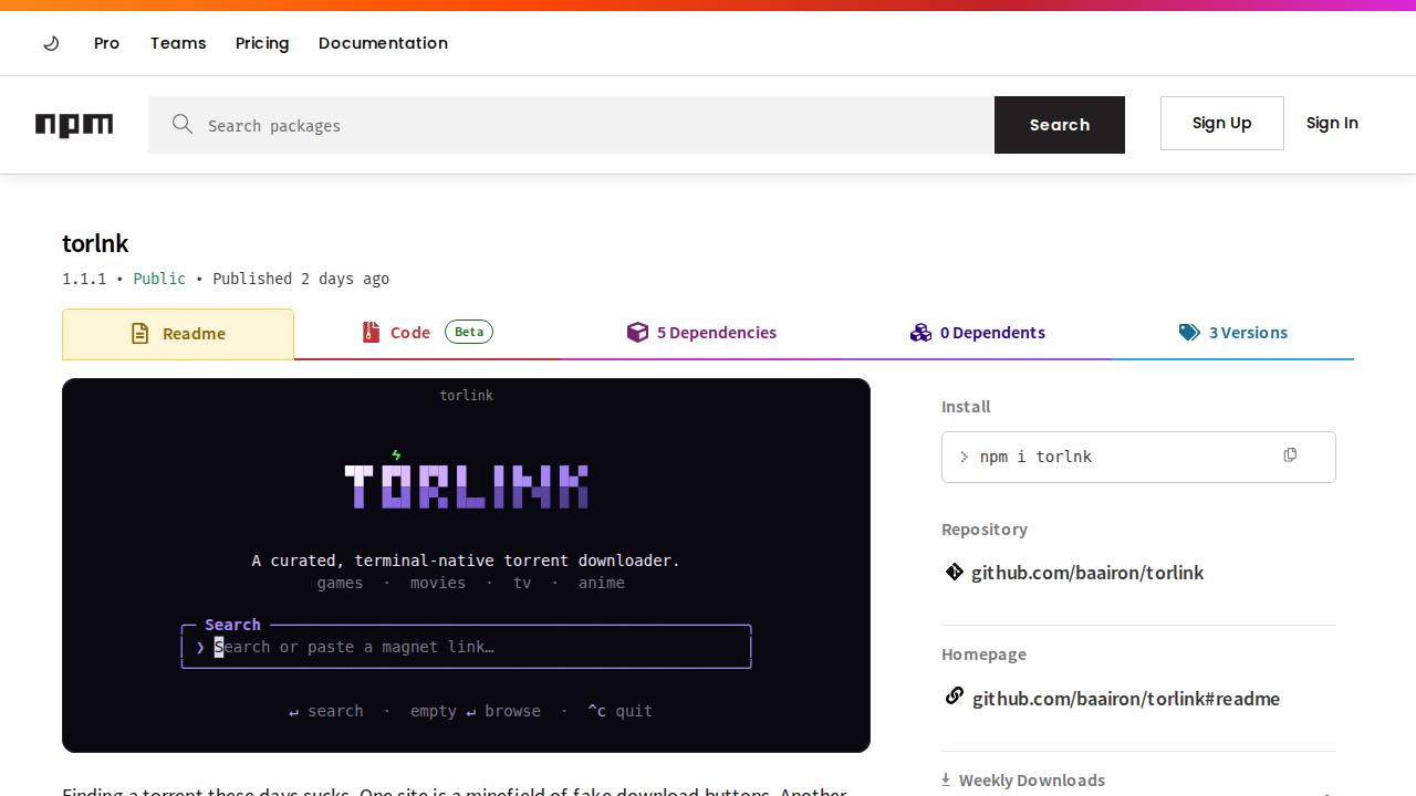 Preview of baairon/torlink