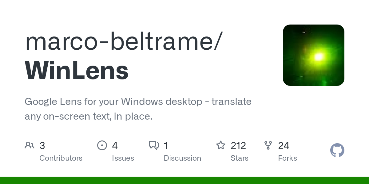 Preview of marco-beltrame/WinLens