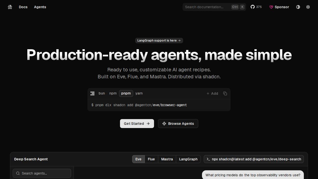 Preview of shadcn-labs/agentcn